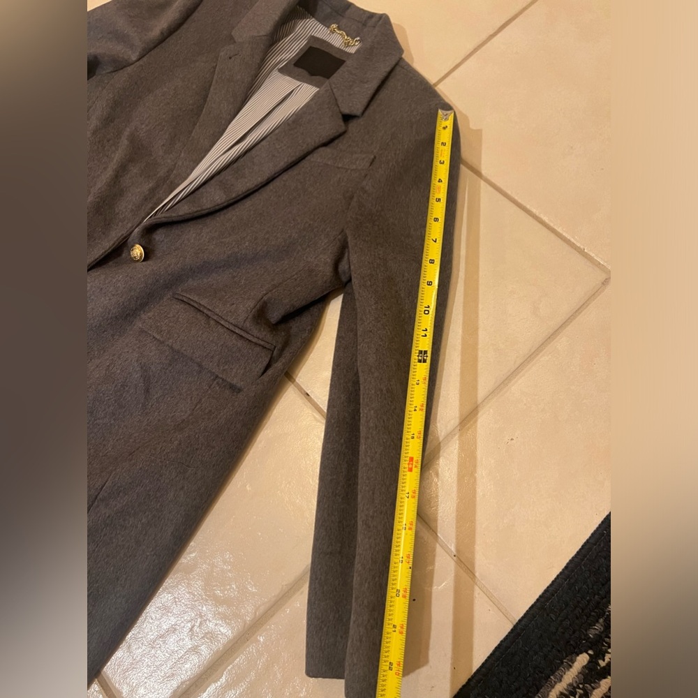 J. Crew Gray Long Coat with Gold Buttons - Picture 5 of 16